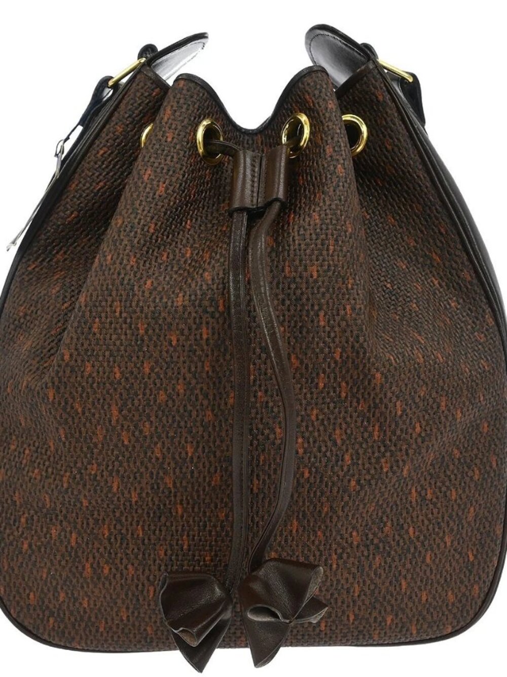 Yves Saint Laurent Brown PVC Bucket Drawstring Shoulder Bag 155231